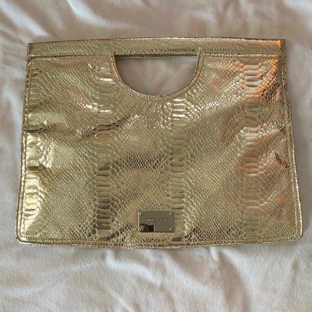Nine West Gold Snakeskin Clutch